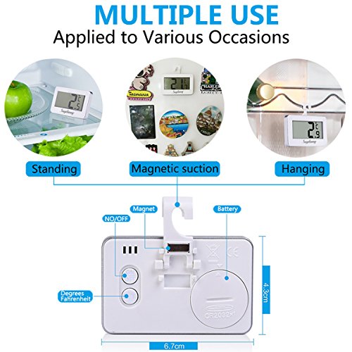 Kühlschrank-Thermometer, SUPLONG Digitale Wasserdichte Kühlschrank Mit Gefrierfach Thermometer Mit Gut Lesbarem LCD… – Bild 5