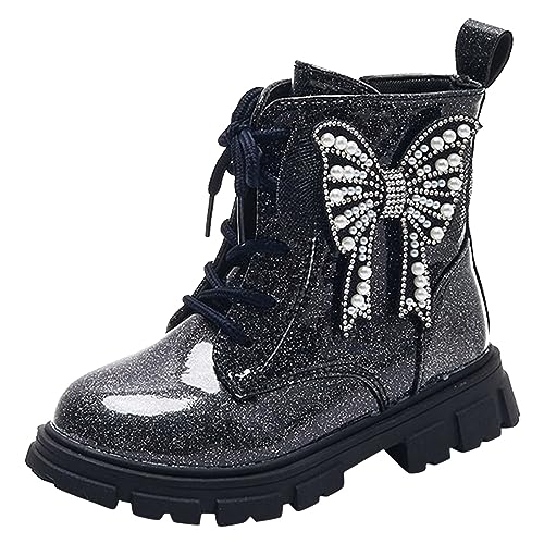 Short Boots for Girls Little Kid Side Zipper Combat Shoes with Lace up Boots Work Boots for Boys Girls