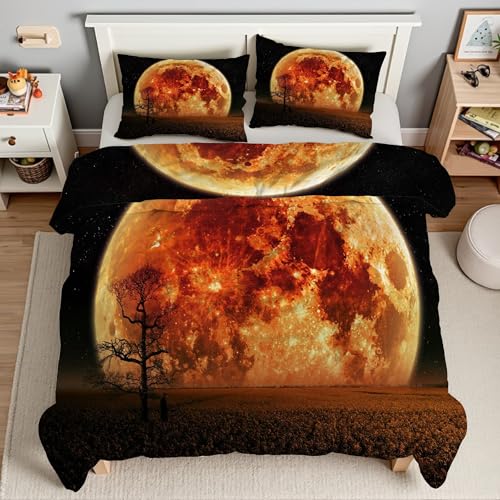 Generico Piumino Singolo Alberello Trapunte Luna Piumone Imbottito Resistente Lavabile, Super Morbida Trapunta, piumini 160x245 cm in Microfibra Reversibile e 2 Federa 50x80 cmT4875