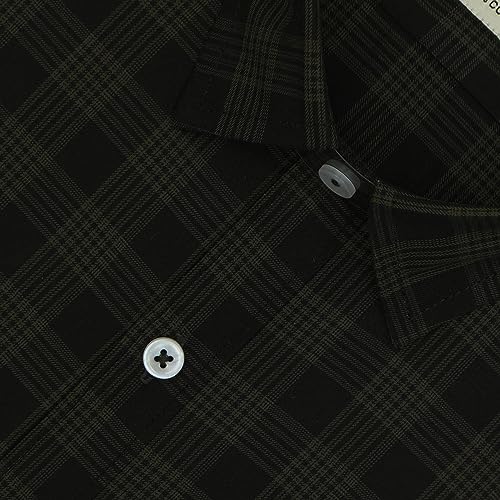 Image of GHPC 100% Cotton Checkered Half Sleeves Regular Fit Formal Shirt for Men