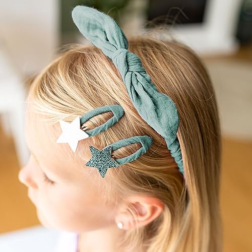 Papierdrachen Special Hair Accessories Set with Headband, Glitter Hair Clips, Hair Bobbles Combined with High-Quality Muslin Fabric - Petrol - for Girls and Women - Image 3