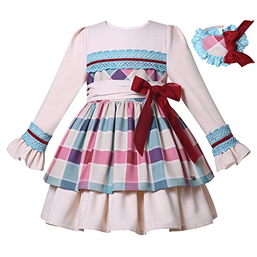 Pettigirl Girls Vintage Autumn Winter Long Sleeve Ruffle Casual Clothes Kids Lovely Classic Birthday Holiday Dresses
