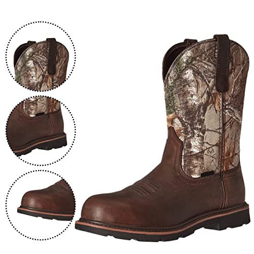 Cakiesky Mens Cowboy Boots Embroidered Square Toe Western Country Boots Leather Chunky Heel Wide Calf Pull On Boots For Man #TOP3