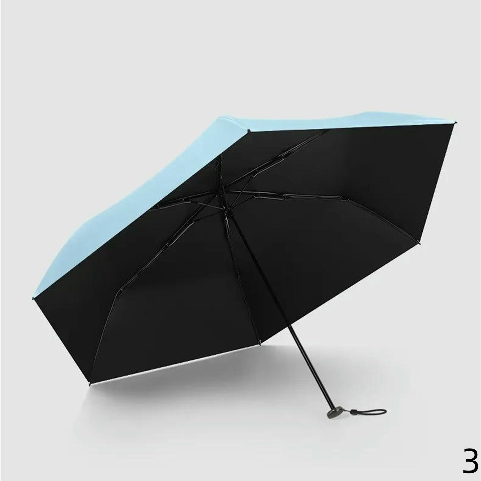 Ombrello da Viaggio Pieghevole Anti UV Rain Portatile Pistarpo -anticontro di Sole Femminile E Maschile-nero-6k