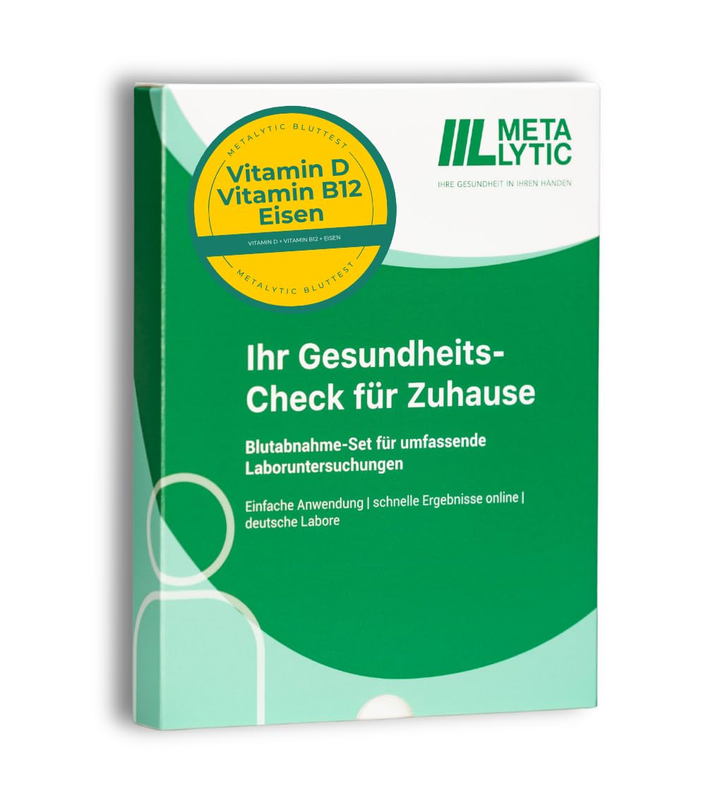 3in1 Nährstofftest für Zuhause | Vitamin D, Vitamin B12, Eisen (Ferritin) | Energie und Leistungsfähigkeit | Laboranalyse aus Flüssigblut | vollwertiger Labortest