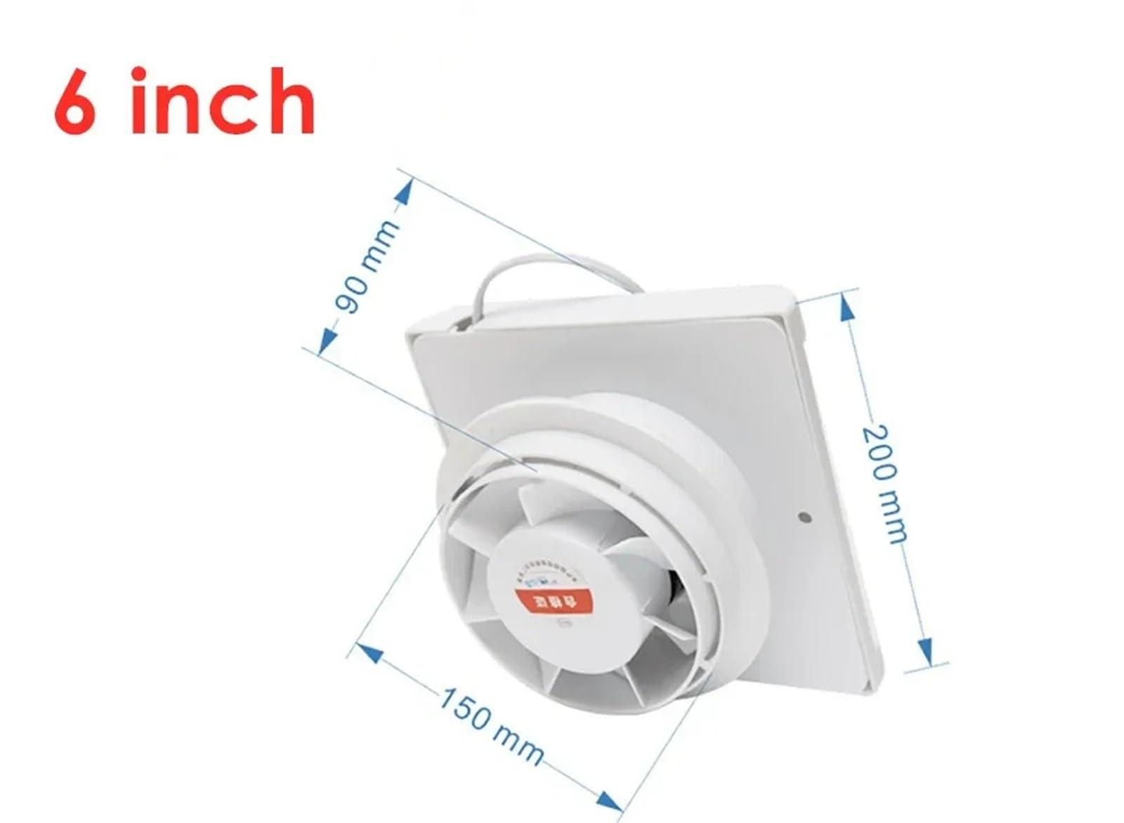 Estrattore d'aria for bagno, 4 pollici e 6 pollici, silenzioso, for cucina, WC, parete, finestra, ventilazione, con cavo di alimentazione per interni(6inch)