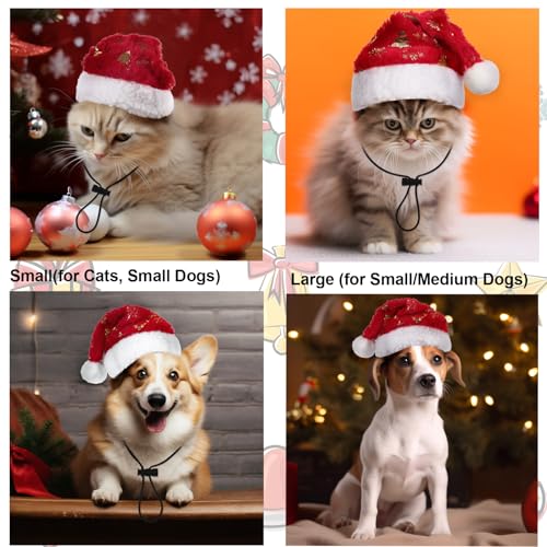 KONVINIT Weihnachtsmütze für Hunde - Nikolausmütze Santa Mütze für Mittelgroß Große Hunde, Weihnachtskostüm Outfits Weihnachts Deko Geschenk, Rot Size L