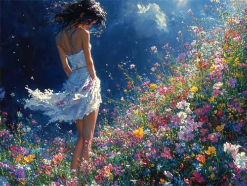 Pintar por números adultos flor de 100x150cm para tapar paredes vacías sin saber pintar
