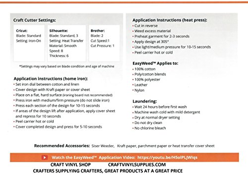 Siser Easyweed Heat Transfer Iron On Vinyl, Choose 3 Colors 12"X15" Easyweed Or 10”X12” Glitter #TOP4