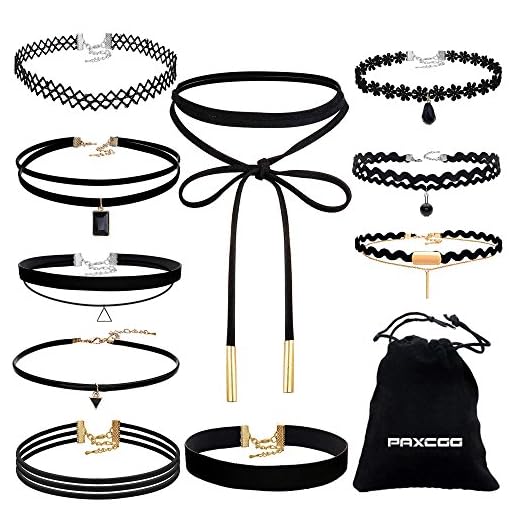 PAXCOO 10PCS Black Velvet Choker Necklaces with A Stroage Bag for Women
