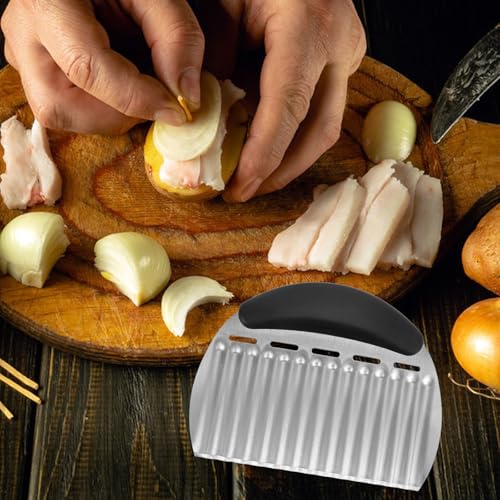 Cortador de ondas metálico UKCOCO para papas y verduras miniatura 4