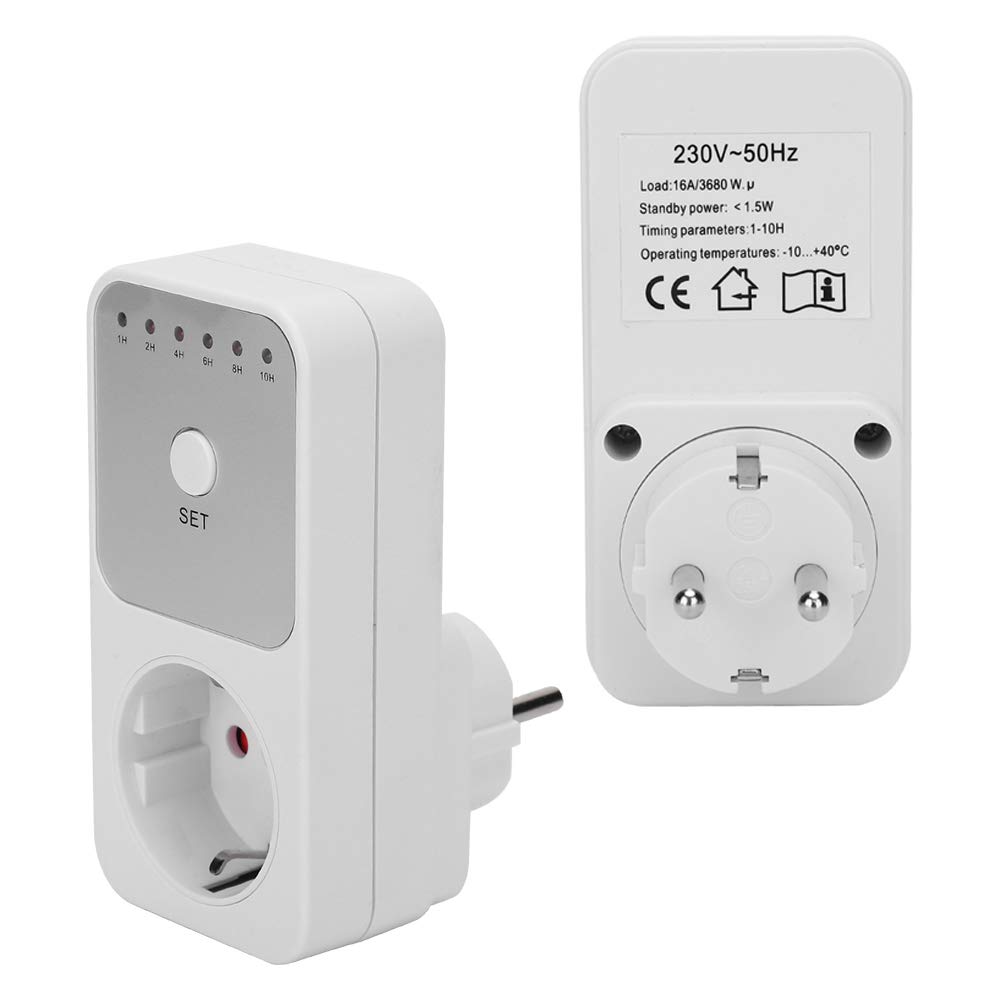 Wtyczka UE 230 V 16 A Timer Przełącznik Gniazda Zasilania Od 1 do 10 Godzin Swobodne Ustawianie Sterownika Wyłącznika Czasowego Odliczania do Oświetlenia Domu, Wentylatorów,