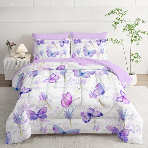 XYNHML Butterfly Comforter Bed Set with Sheets & Pillowcases
