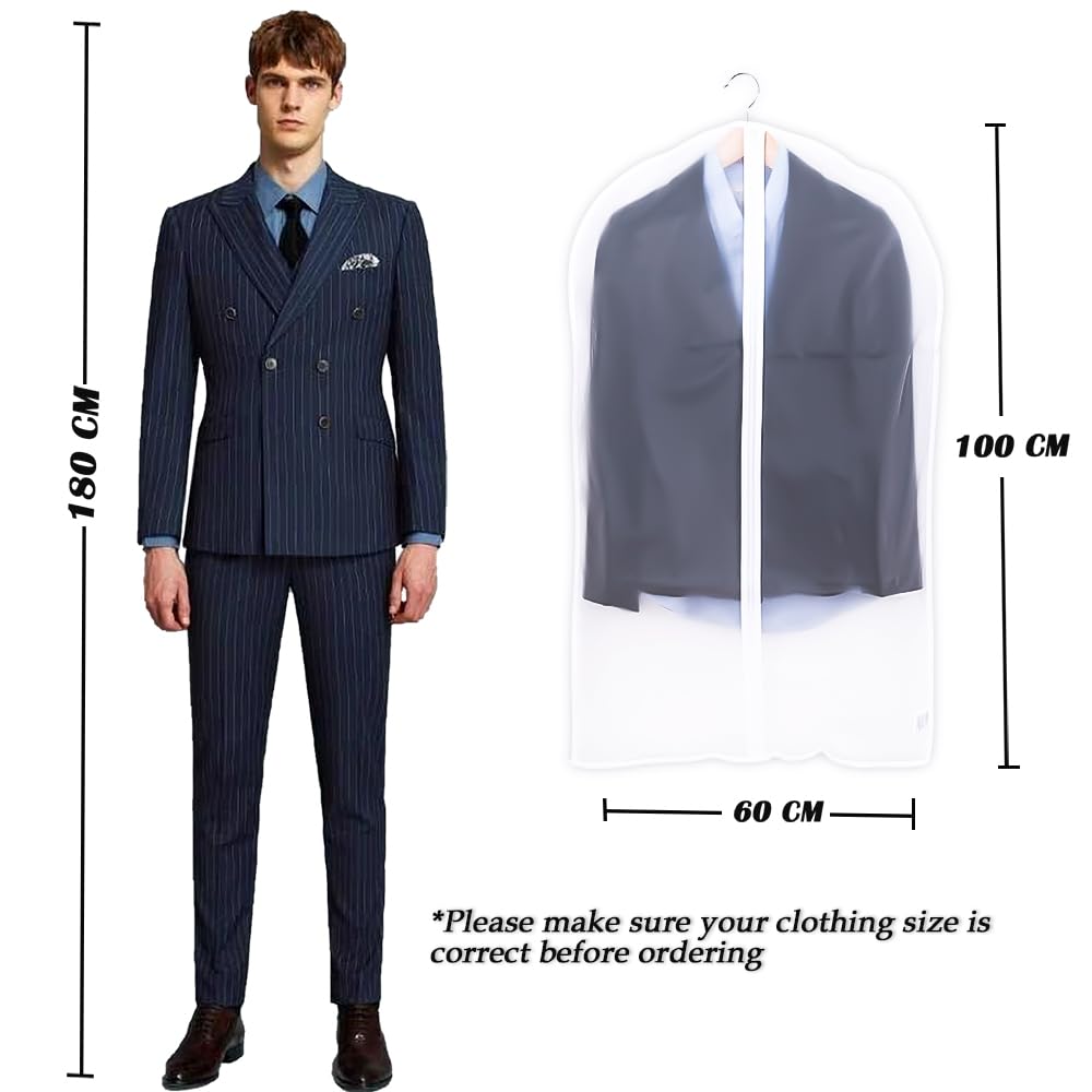 Niviy fundas ropa armario Juego 6 fundas transparentes para ropa de 60x100 cm tejido transpirable para almacenamiento de trajes vestidos abrigos americanas camisas vestidos de noche - 3