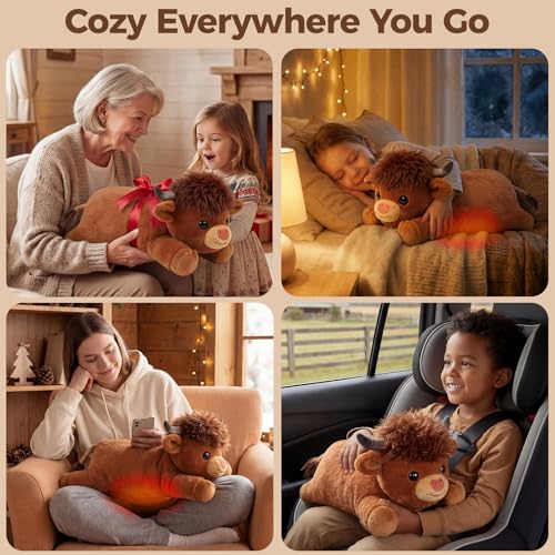Image of Mewaii Weighted Stuffed Animals with Microwavable Heating Pad - 5 lbs Adjustable, Heatable & Coolable Stuffed Animal for Realistic Hug, Removable Inner Pad, Plush Gifts for Kids (Amber Brown, 23 Inch)