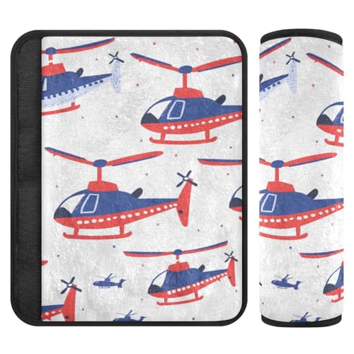 EtherSpher Cartoon Red and Blue Helicopter car seat Strap Cover, Protects Your Neck and Shoulders, car Accessories for Van Backpack Bag accesorios para carro 2 pcs