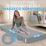 ELONEO Materac Składany - 3-Częściowy Materac Turystyczny dla Osoby Dorosłej, Pianka o Grubości 15 cm, Nadaje Się do Prania, Jednoosobowy (Szary, 75 x 195 x 15 cm)