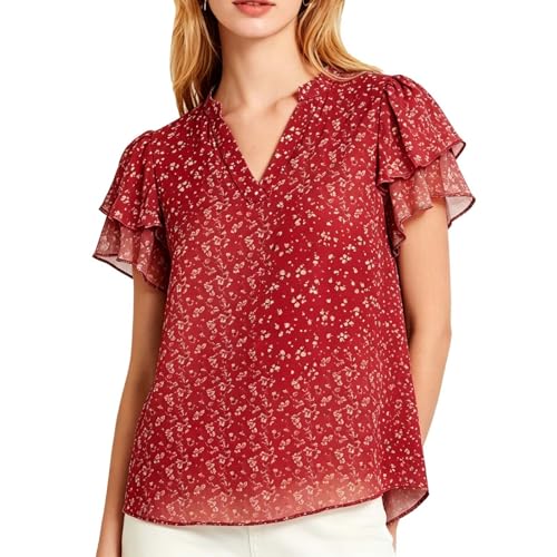 Chemisier ajusté en mousseline double épaisseur motifs floraux grande taille