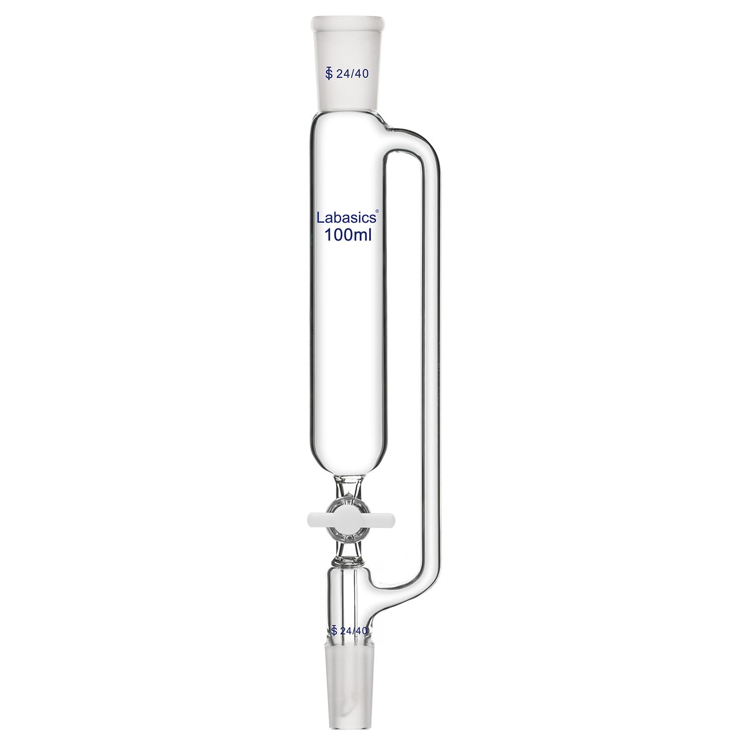 Labasics Wyrównywanie Ciśnienia Lejek, Borokrzemowe Szkła Lejek 24/40 Wspólne, ze PTFE Stopcock do Laboratorium, 100 ml