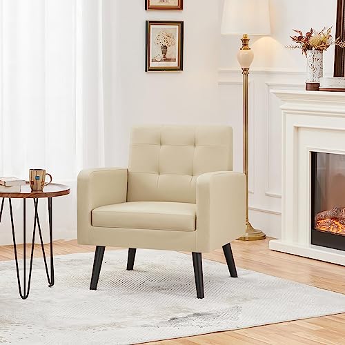 Sillón Plegable PU Leather Beige miniatura 4
