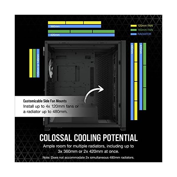 Corsair iCUE 7000X RGB Full-Tower ATX PC Case (Three Tempered Glass Panels, Four Included 140mm RGB Fans, Easy Cable Management, Smart RGB and Fan Speed Control, Spacious Interior) Black - Image 5