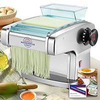 Moongiantgo Nudelmaschine Elektrische Edelstahl mit 9 Einstellbare Dicke 0,5-5mm Für Lasagne, Ravioli, Spaghetti und Tagliatelle (Nudelgröße: 2 mm, 2,5 mm, 4 mm, 9 mm)