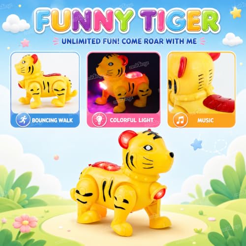 Image of Zest 4 Toyz Musical Tiger Toy for Kids with Lights & Sound Battery Operated Cute Animal Toy for Baby Boys & Girls