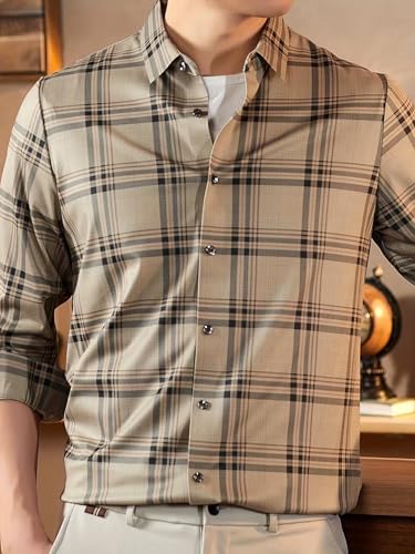 Image of Lymio Men Shirt | Checkered Button Down Shirt for Men | Slim Fit Casual & Semi-Formal Shirts for Man | Textured Long Sleeve | Office & Weekend Ready (Packs Also Available) (Big-Checks)