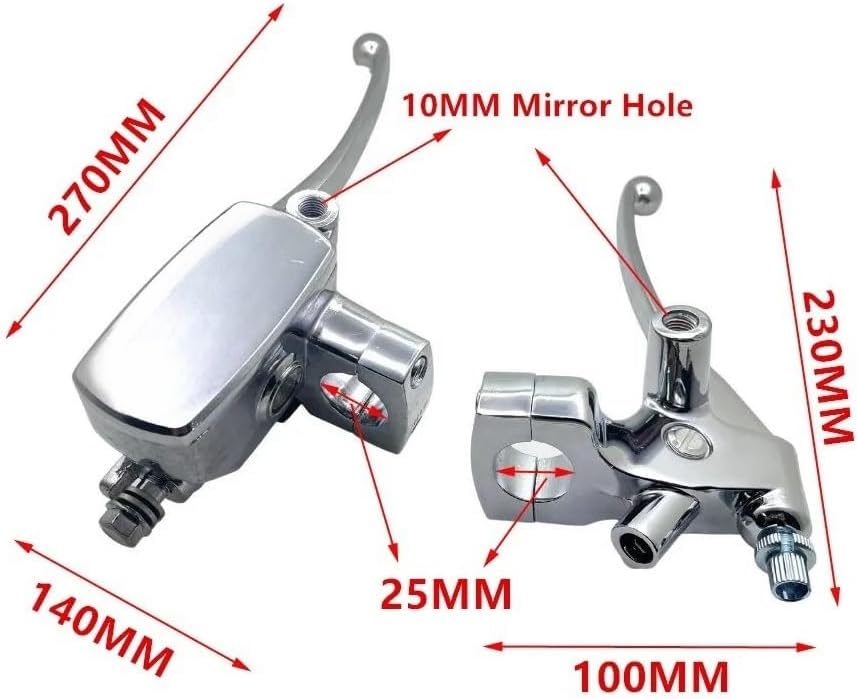 Motorcycle Handlebar LeversLever Universal Ch&Rome 25MM Motorcycle Brake Clutch Lever Master Cylinder Reservoir for Steed 400 600 for Shadow 1100 for Magna 250 750