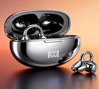 Annekilly イヤーカフ イヤホン Bluetooth 6.1 空気伝導 耳挟み式 ワイヤレス オープンイヤー 音漏れ抑制 数字LEDディスプレイ 超軽量 Type-C急速充電 小型軽量 Bluetooth Hi-Fi 音質 最高再生時間 48 時間 IP5防水 運動/通勤/学校/オンライン会議に最適Android/Samsung/iPhone スマートフォンに対応