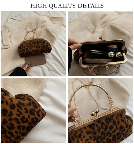 Bolso de mano pequeño tipo clutch con estampado de leopardo miniatura 5