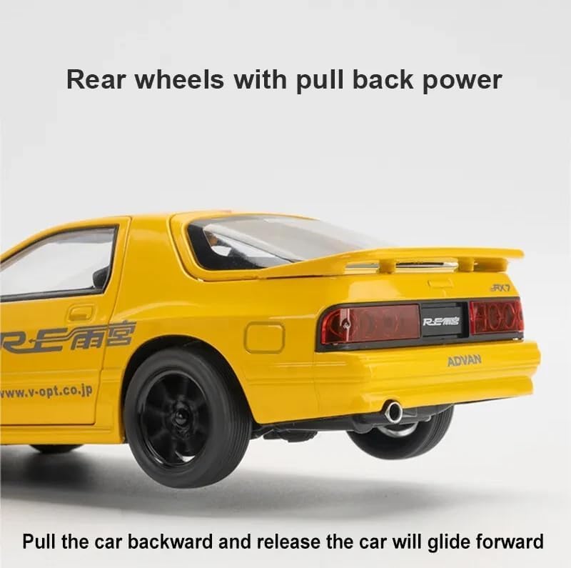 Image of 1:24 Mazda rx7 with Famous popup Headlight Alloy Diecast Pullback Metal Car Toy with Sound Light & Opening Doors - Best Gift Toy for Kids [ Color As Per Stock ]