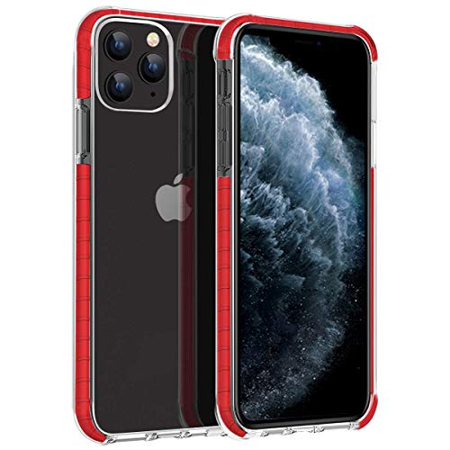 PULEN for iPhone 11 Pro Max 6.5 Case,Crystal Clear Thin Soft TPU & Flexible HD Clear Anti-Yellow Anti-Scratch Shockproof Bumper Back Case Cover for iPhone 11 Pro Max 2019 (Red)