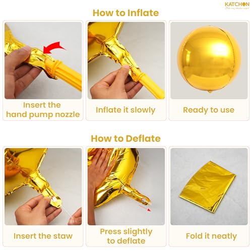 Image of KatchOn, Green and Gold Foil Balloons - 22 Inch, Pack of 6 | Gold Mylar Balloons for Graduation Decorations 2026 | Mardi Gras, Fiesta Party Football, Jungle, Safari Party Decorations