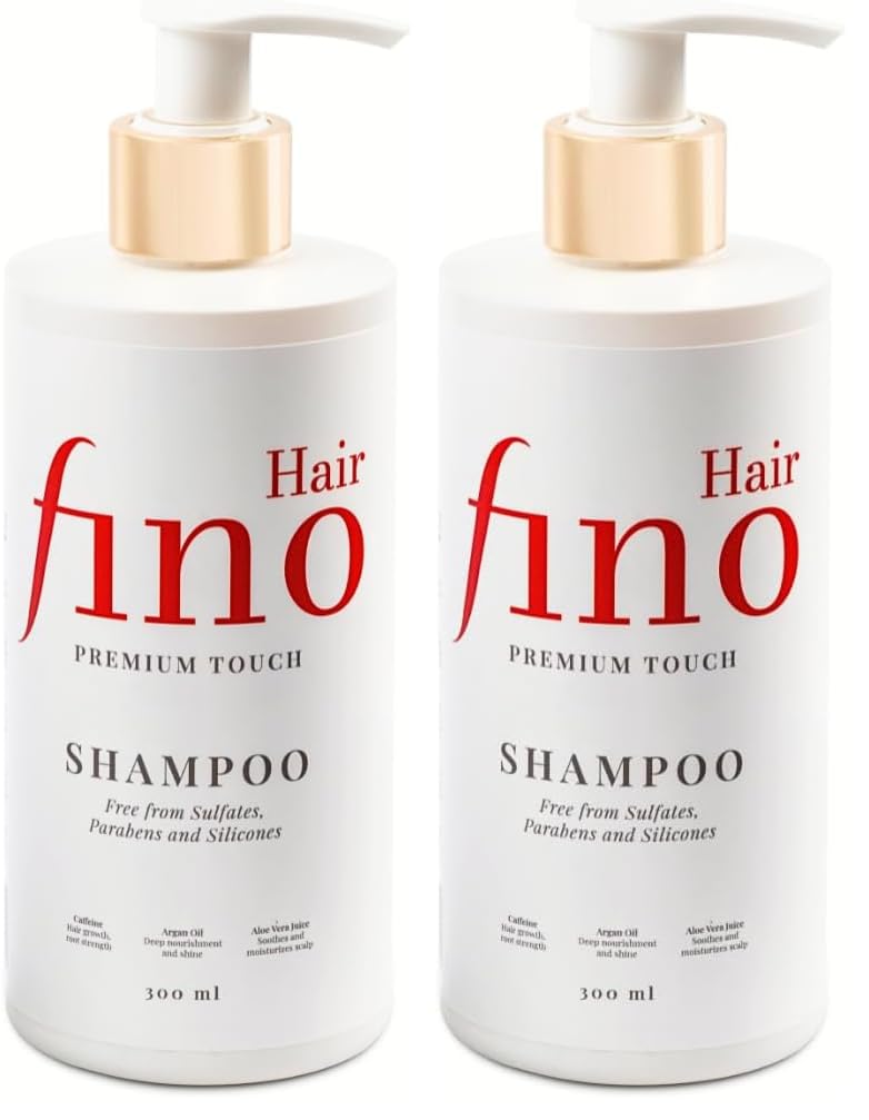 fino Hair Premium Touch Shampoo – Natürliche Pflege mit Koffein, Biotin & Vitamin B5 – Für gesundes & kräftiges Haar – Ohne Sulfate & Parabene – 300ml (Packung mit 2)