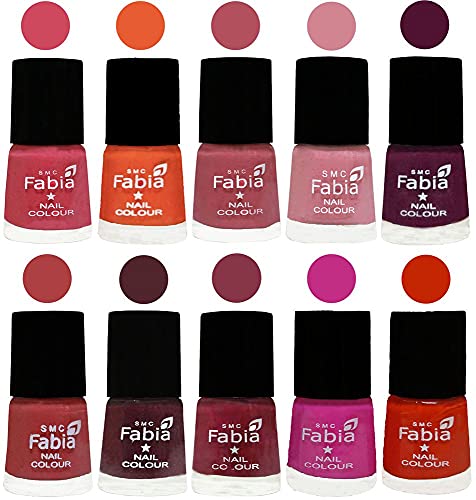 Image of ALL IN ONE (PACK OF 10), Long Lasting Glossy Nail Polish, 6 ml Each, All Vibrant Colours,02119