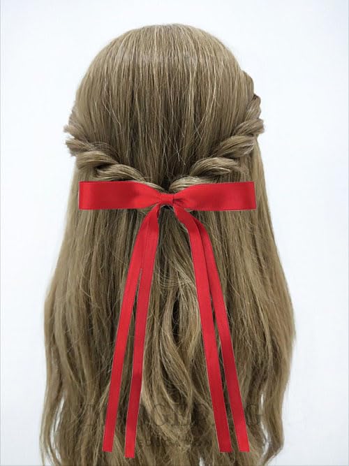 Miniatura 2 de Cinta para el cabello para mujeres y niñas, 4 cintas para el cabello, clips con cola larga, lazos grandes de satén para el diseño del cabello (negro