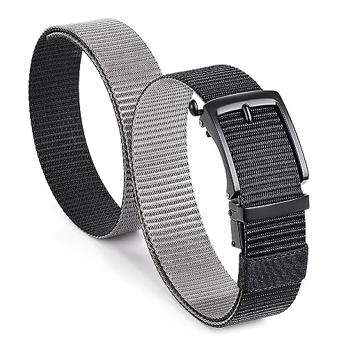 Mens Quick Release Ratchet Belts, Two-in-One Reversible Nylon Belt For Mens Casual & Sports Dress