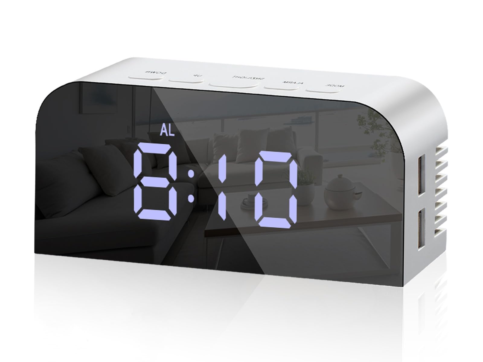 Vinabo Despertador Digital para mesilla de Noche con 2 Puertos USB de Carga, Reloj de Mesa con 2 Niveles de luminosidad para Dormitorio
