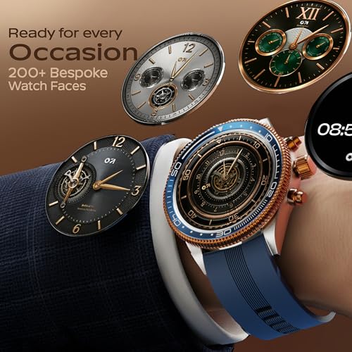 Image of GOBOULT Saber Smart Watch 1.43'' AMOLED Display, Functional Rotating Bezel, AOD, BT Calling, 200+Watchfaces, 700 Nits Brightness, AI Voice Assistant, SpO2 Monitoring, 120+ Sports Mode (Blue)