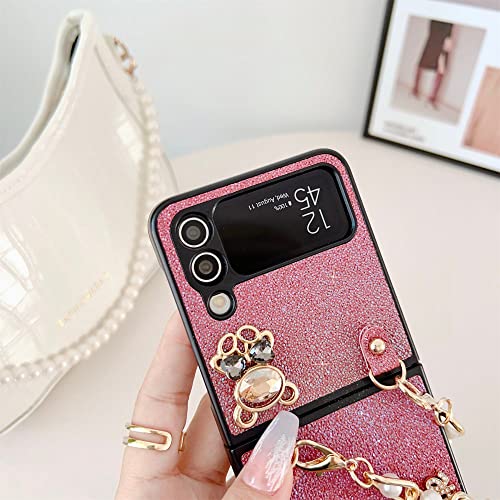 Étui de luxe dégradé pour Samsung Galaxy Z Flip 4 avec perles d'ours et diamants chic - 2