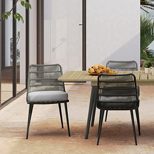 SIMPLIHOME Beachside Contemporary Outdoor Dining Chair (Set of 2) in Grey Polyester Fabric for the Dining Room by SIMPLIHOME - Image 2