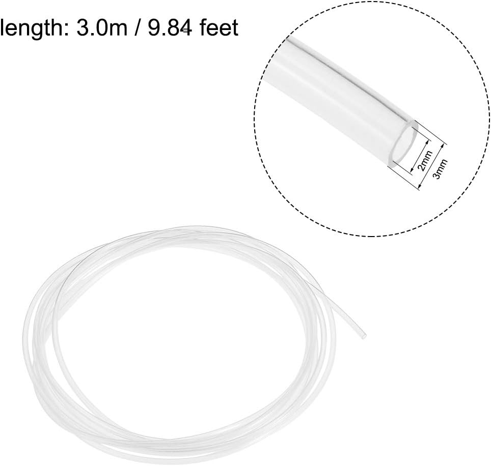 uxcell Nylon Line Hose Tube, 2mm(0.07") ID x 3mm(0.11") OD 3 Meter 9.8ft PA6 Nylon Tube Pneumatic Air Brake Tubing for Fluid Transfer Clear