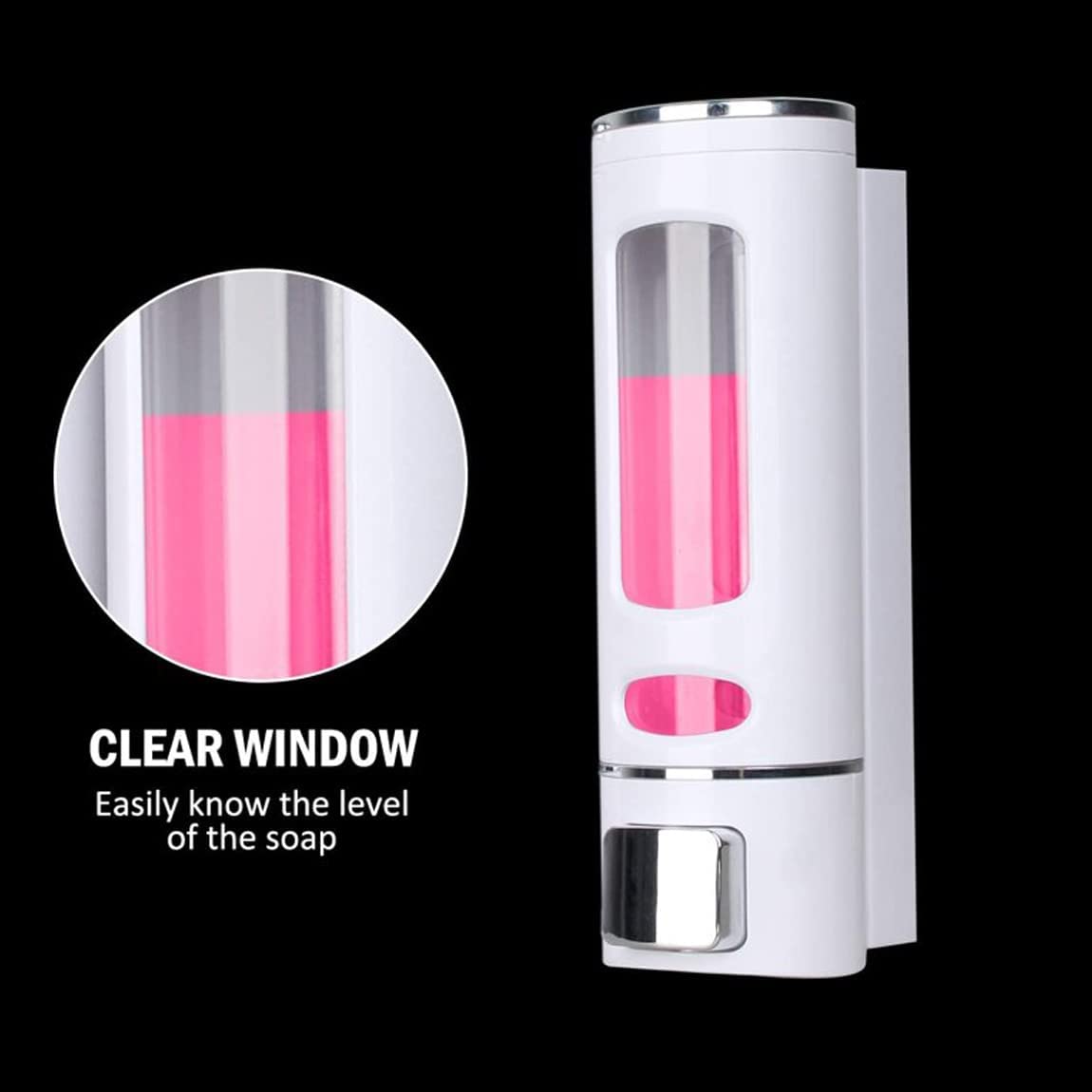 JPS Dispensador de jabón de plástico ABS para baño, montado en la pared, champú, acondicionador, dispensador de gel de lavado de manos, dispensador de jabón líquido desinfectante para lavabo,