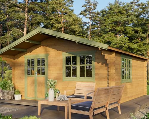 Gartenhaus Holzhaus Gartenlaube Blockhaus Laube 5x5m 35mm