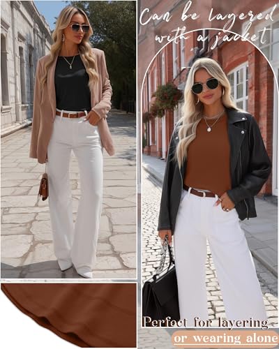 Riyiper 2 Pack Women's Crew Neck Sweatshirts, Cotton Long Sleeve Casual Shirts Loose Fit Tunic Tops Plain Basic Pullover Tees2