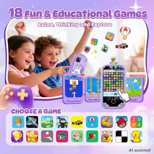 Kids Smart Phone for Girls, Toddler Phone Toy with Dual Camera, 2.8" Touchscreen, 18 Games, MP3, Learning & 32GB Card, Christmas Birthday Gift for Ages 3-10, Toddler Girl Toys by Uckqui - Image 6