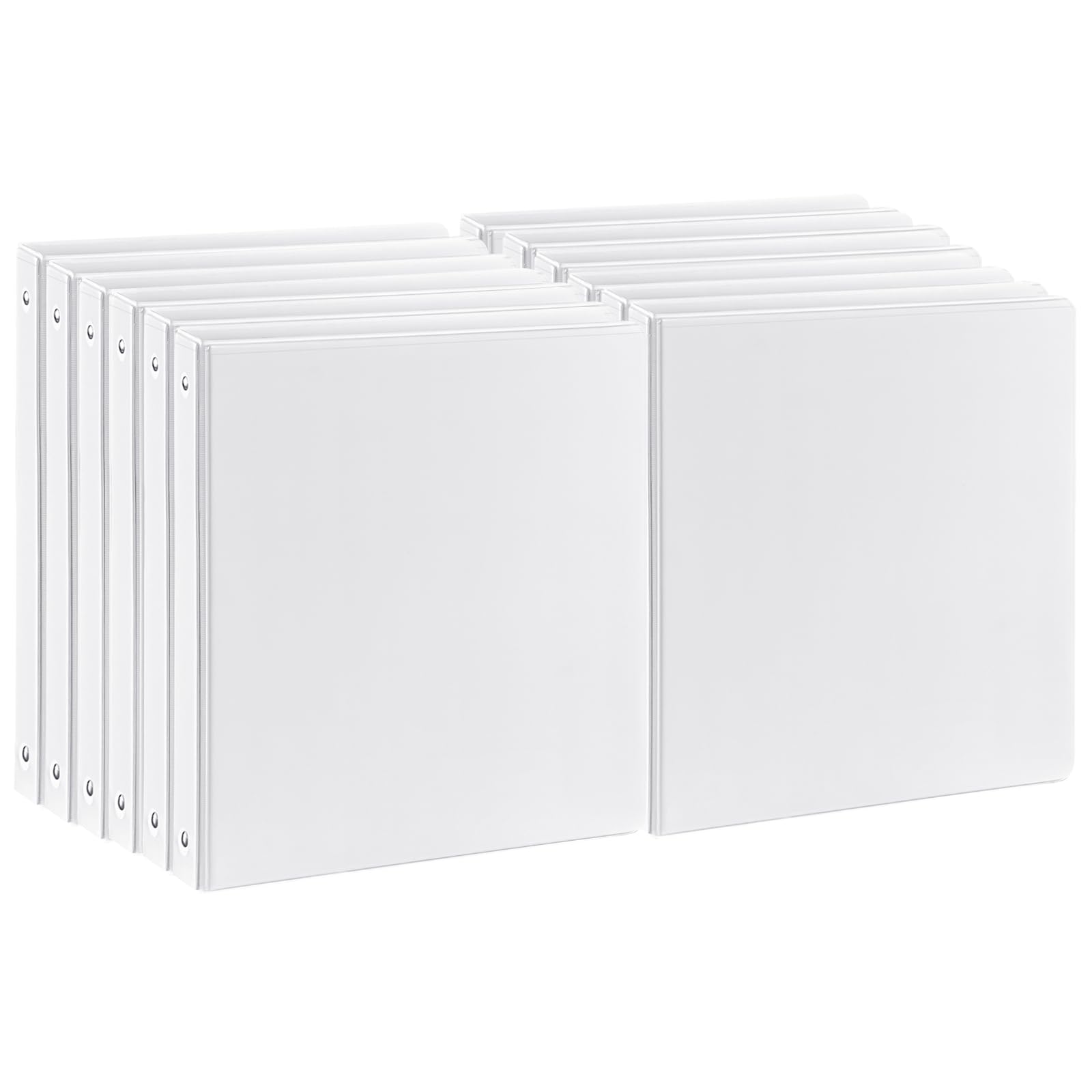 1 inch 3-Ring Binder, 1" Round Ring Binder with 2 Inside Pockets, Bulk Basic Binder, Clear View Cover 1-inch Binder Holds 8.5'' x 11''Paper for Office/Home/Back to School?Pack of 12, White