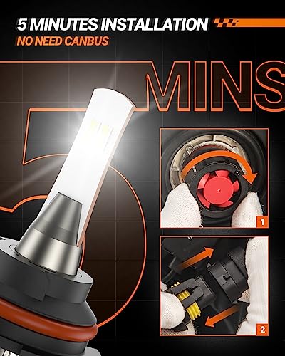 Image of SEALIGHT 9007 LED Bulbs, L2 HB5 24,000LM Super Brightness 6000K Cool White Bulbs, IP68 Waterproof, Plug and Play, 15000RPM Turbo Fan, 60000Hrs Lifespan, 1:1 Size Driving Bulbs, Pack of 2