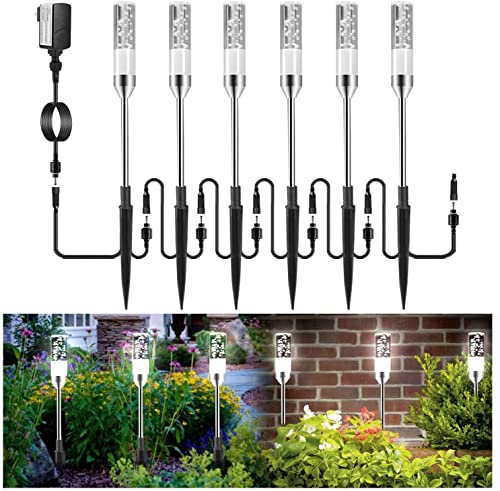 B-right LED Pathway Lights Outdoor, 6 Pcs 4.8W Garden Lights AC Plug 12V Low Voltage Landscape Lighting 570 Lumens Extendable IP65 Waterproof Path Lights for Patio Yard Walkway, Cool White, 6000K B-right LED Pathway Lights Outdoor, 6 Pcs 4.8W Garden Lights AC Plug 12V Low Voltage Landscape Lighting 570 Lumens Extendable IP65 Waterproof Path Lights for Patio Yard Walkway, Cool White, 6000K